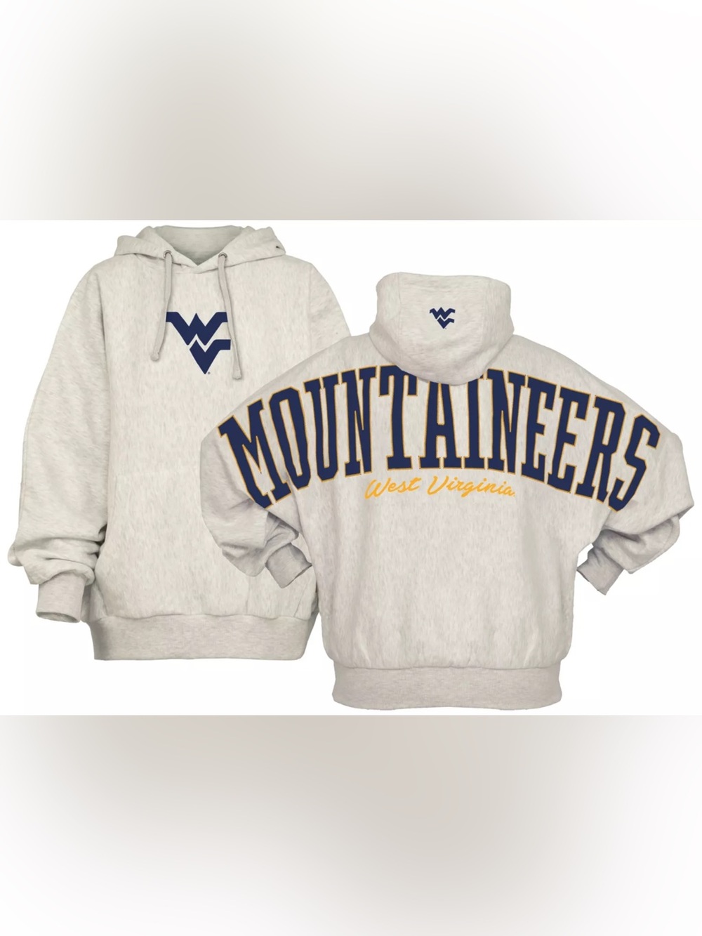 NWT Pressbox WVU Mountaineers Oversized Hoodie Gray West Virginia OS Damaged